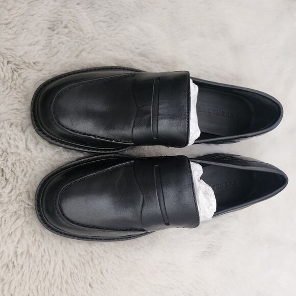 NEW Everlane The Lug Sole Chunky Platform Black Leather Loafers - Picture 10 of 11